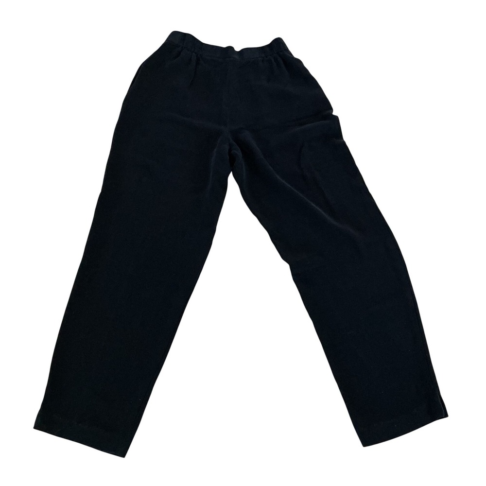 VTG Chaus 6 black 100% silk pleated‎ tailored pants Old Money classic